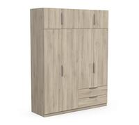 Demeyere 391395 Vestidor con Armario Moderno 8 Puertas 5 estantes 2 cajones, Madera de ingeniería, Gris