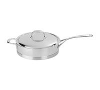 Demeyere Atlantis, Sartén de Acero Inoxidable SAUTÉ de 11 Pulgadas, 5.1 Cuartos de galón con Mango Auxiliar, 4.2 Cuartos de galón, Color Plateado