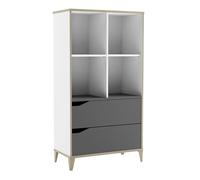 Demeyere Bibliothèque Genius : Meuble de Rangement Chambre Enfant, Etagère Avec 2 Tiroirs et 4 Niches pour le Rangement de Jouet & Livre