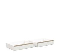Demeyere - Cajón de cama de madera moderno y funcional - Juego de 2 cajones - Color blanco mate y acabado roble Kronberg - Dormitorio para adultos CLYDE - 71,1 x 99,1 x 20 cm
