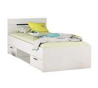 Demeyere Cama de 2 cajones y 1 rincón de 90 x 200 cm 'Michigan', Madera, Blanco Perla, Sencillo, 94.5x204.3x74.2 cm