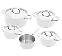 Demeyere Classico - Juego de 3 ollas de acero inoxidable aptas para inducción, vitrocerámica y otros tipos de cocina (5 piezas, con tapa, cazo y base de aluminio)