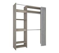 Demeyere Dressing Penderie Extensible Odeon Avec Rideau, 5 Niches, Portant à Vêtement en Chêne Shannon, Fabriqué en France, Modulable et Fonctionnel