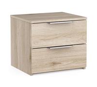 Demeyere - Mesita de Noche de Madera recompuesta con Acabado Roble Kronberg 2 cajones, tamaño Compacto y Ligero, 44 x 38 x 37 cm, 8 kg, pequeña mesita de Noche Ideal para Dormitorio Limpio y Moderno