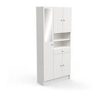 Demeyere Meuble Colonne de Rangement Salle de Bain IMBATTABLE, Panneau de Particules/MDF, Blanc, 820x320x1 800 mm