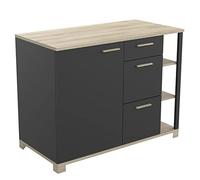 Demeyere Mueble bajo 1 Pulgada / 3T L120 Taller, Madera de ingeniería, Roble Kronberg y Negro Mate, 1 200x600x924 mm