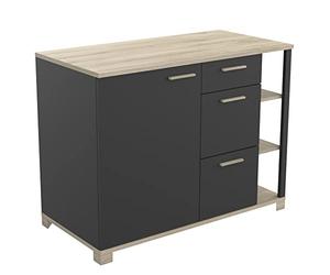 Demeyere Mueble bajo 1 Pulgada / 3T L120 Taller, Madera de ingeniería, Roble Kronberg y Negro Mate, 1 200x600x924 mm