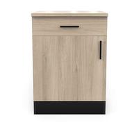 Demeyere Mueble bajo Cocina, 1 Puerta y 1 cajón, Origan, Fabricado en Francia, Garantía de 2 años, Madera de ingeniería, Kronberg/Negro Mate, L 60 x P 60 x H 85 cm