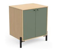 Demeyere - Mueble bajo Lavabo con Almacenamiento, 2 Puertas Impermeable de Madera - Gama Elisa Made in France - Color Verde Mineral y Roble Vincenza - 70 x 78 x 50 cm