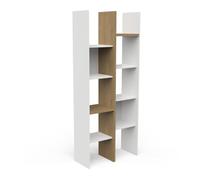 Demeyere Mueble de Almacenamiento de Pared con 8 estanterías, Estilo Industrial y diseño Escalera, Color Roble Hamilton y Blanco Mate, 75 x 183 x 32 cm