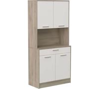 Demeyere - Mueble de Cocina con encimera (3 estantes, 1 cajón, 1 nicho) - Óptimo para microondas y Resistente al Agua - Color Roble Kronberg y Blanco - 84 x 177 x 40 cm