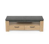 Demeyere Mueble para TV con 2 cajones, decoración de Roble y Gris Antracita, fabricación Francesa, Estilo contemporáneo, para salón, 140 x 42 x 47 cm, marrón, L 140 x P 42 x H 47 cm