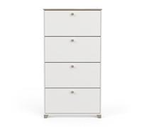 Demeyere Mueble Zapatero con 4 Puertas abatibles, decoración de Roble Kronberg y Blanco, Estilo contemporáneo, para Entrada, 80,8 x 17,8, Madera de ingeniería, marrón, L 80,8 x P 17,8 x H 154,2 cm