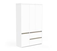 Demeyere - Vestido de 4 Puertas con 4 estantes, 2 cajones y 2 cajones de Madera Moderna, Color Blanco Mate y Roble Kronberg - Habitación para Adultos Clyde - 50 x 138,2 x 220,5 cm