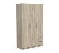 Demeyere Vestidor con Armario Moderno 3 Puertas 2 cajones 4 nichos, Color Roble Kronberg, 119,4 x 51,1 x 203 cm, Madera de ingeniería