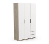 Demeyere vestidor con Armario Moderno de 3 Puertas, 2 cajones de 4 nichos, Color Roble Kronberg y Blanco Mate, 119,4 x 51,1 x 203 cm, Madera de ingeniería