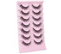 Demi-wispies - Pestañas postizas de visón sintético con banda transparente, pestañas de tira rusas esponjosas de aspecto natural, ligeras de 13 mm, pestañas postizas cortas invisibles, pequeñas, 3D