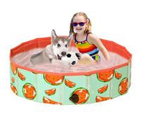 Demigreat Piscina para perros grandes y pequeños, 80/120/160 cm, plegable, para niños, portátil y ecológica, de PVC, sandía