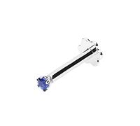 Demira Jewels 14 K Oro Blanco Solitario 1,70 mm Azul Real Zafiro Boda Nariz labret Monroe Anillo Tornillo 16 Calibre 8 mm Largo Post