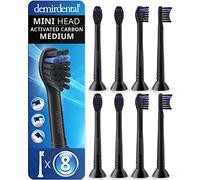 demirdental Cabezales de cepillo de dientes Active Charcoal Mini Hard compatibles con cabezales de cepillo de dientes Philips Sonicare - Cabezales de cepillo duros pequeños para limpieza de precisión