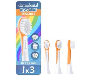 demirdental cabezales para Philips Sonicare Kids, Compact Mini para dientes de leche, niños de 3 a 6 años, equivalente a HX6033, naranja, set de 3