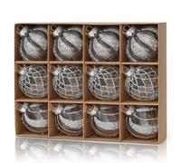 DEMIUKO Plata Bolas de Navidad 12 Piezas Bolas de Navidad Grandes 80mm Bolas Adornos Colgantes Decorativos Decoracion Navidad Adornos Arbol Bolas Decoracion de Natal para Christmas Fiesta Hogar