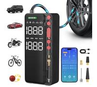 Demkia Compresor Aire Portatil, 10000mAh Inflador Ruedas Coche 150 PSI Inflador Electrico, Portátil Hinchador Ruedas Coche con LED, para Coche, Moto, Bicicleta, Pelota