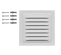 DEMLOU Rejilla de ventilación cuadrada de Aluminio 12,5 x 12,5 cm con malla protectora - Aluminio tratado a 200 °C y termolacado RAL 9016 Blanco - Ventilación interior y exterior duradera.