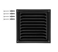 DEMLOU Rejilla de ventilación cuadrada de Aluminio 15 x 15 cm con malla protectora - Aluminio tratado a 200 °C y termolacado RAL 9005 Negro - Ventilación interior y exterior duradera.