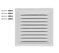 DEMLOU Rejilla de ventilación cuadrada de Aluminio 15 x 15 cm con malla protectora - Aluminio tratado a 200 °C y termolacado RAL 9016 Blanco - Ventilación interior y exterior duradera.