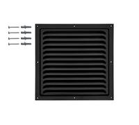 DEMLOU Rejilla de ventilación cuadrada de Aluminio 25 x 25 cm con malla protectora - Aluminio tratado a 200 °C y termolacado RAL 9005 Negro - Ventilación interior y exterior duradera.