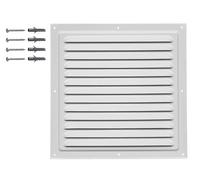 DEMLOU Rejilla de ventilación cuadrada de Aluminio 25 x 25 cm con malla protectora - Aluminio tratado a 200 °C y termolacado RAL 9016 Blanco - Ventilación interior y exterior duradera.