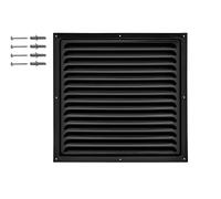 DEMLOU Rejilla de ventilación cuadrada de Aluminio 30 x 30 cm con malla protectora - Aluminio tratado a 200 °C y termolacado RAL 9005 Negro - Ventilación interior y exterior duradera.