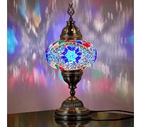 Demmex 2019 Tiffany - Mesita de noche con mosaico marroquí turco para uso en Estados Unidos, color azul y blanco