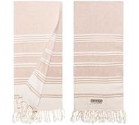 DEMMEX Juego de 2 Toallas de Mano de algodón Turco orgánico Certificado y Oeko-Tex, Secado rápido, absorbentes, para baño, Cocina, Viajes, Tejido de Diamante Suave, prelavadas, 46 x 92 cm (Beige)