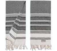DEMMEX Juego de 2 Toallas de Mano de algodón Turco orgánico Certificado y Oeko-Tex, Secado rápido, absorbentes para baño, Cocina, Viajes, Tejido de Diamante Suave, prelavadas, 46 x 92 cm, (Negro)