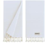 DEMMEX Juego de 2 Toallas de Mano de algodón Turco orgánico Certificado y Oeko-Tex, Secado rápido, absorbentes, para baño, Cocina, Viajes, Tejido de Diamante Suave, prelavadas, 46 x 92 cm (Blanco