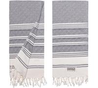 DEMMEX Juego de 2 Toallas de Mano turcas orgánicas para baño, 100% algodón Turco Certificado Oeko-Tex, de Secado rápido, Ligeras, de Cocina y Viaje, Tejido de Diamante, Grande, 46 x 92 cm, Gris