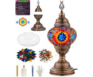 DEMMEX Kit de bricolaje para hacer tu propia lámpara de mosaico turca - Juego completo de regalo de manualidades para adultos y adolescentes - Fácil y divertido para decorar el hogar, haz tu propia