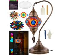 DEMMEX Kit de lámpara de mosaico turco DIY - Juego completo de regalo de arte y manualidades para adultos y adolescentes - Decoración del hogar fácil y divertida, haz tu propia lámpara de mesa (SWAN