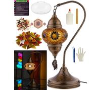 DEMMEX Kit de lámpara de mosaico turco DIY - Juego completo de regalo de arte y manualidades para adultos y adolescentes - Decoración del hogar fácil y divertida, haz tu propia lámpara de mesa (SWAN