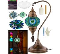 DEMMEX Kit de lámpara de mosaico turco DIY - Juego completo de regalo de arte y manualidades para adultos y adolescentes - Decoración del hogar fácil y divertida, haz tu propia lámpara de mesa (SWAN