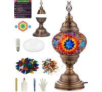 DEMMEX Kit de manualidades para hacer lámparas de mesa de mosaico, sin lechada, cuerpo de metal de latón antiguo, juego completo con herramientas, haz tu propia lámpara de mosaico (clásico, multicolor
