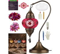 DEMMEX Kit DIY Lámpara Mosaico Turca - Set Completo de Artesanía para Adultos y Jóvenes - Crea tu Propia Lámpara de Mesa Decorativa (Cisne, Rosa)