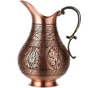 DEMMEX La Jarra, Jarra de Cobre Macizo de 1mm Hecha a Mano Jarra de Cobre Grabada en Relieve para Bebidas Ayurveda para Agua, Moscow Mule, Cóctel (Grabado Mate)