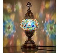 Demmex Mosaico turco marroquí, mesita de noche, noche Tiffany, pantalla colorida para lámpara, 30 cm, multicolor