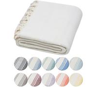DEMMEX Toalla de algodón Turco 100% orgánico Certificado y Tinte orgánico Prelavado XL con Tejido de Diamante Turco, Manta pestemal para baño, Playa, Piscina, SPA, Gimnasio, 180 x 90 cm (Blanco)