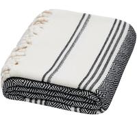 DEMMEX Toalla de algodón Turco 100% orgánico y Tinte orgánico Prelavado XL Diamond Weave Peshtemal Manta para baño, Playa, Piscina, SPA, Gimnasio, 180 x 90 cm (Negro)