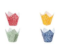 Demmler Juego de envolturas para muffins, color rojo, mango, jade, azul con adornos blancos. Dimensiones: 5 x 5 x 9 cm. Total de 96 unidades. Fabricado en Alemania