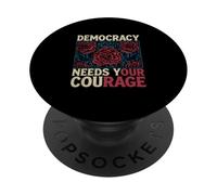 Democracia Camiseta Resistencia Protesta Política Democracia PopSockets PopGrip Adhesivo
